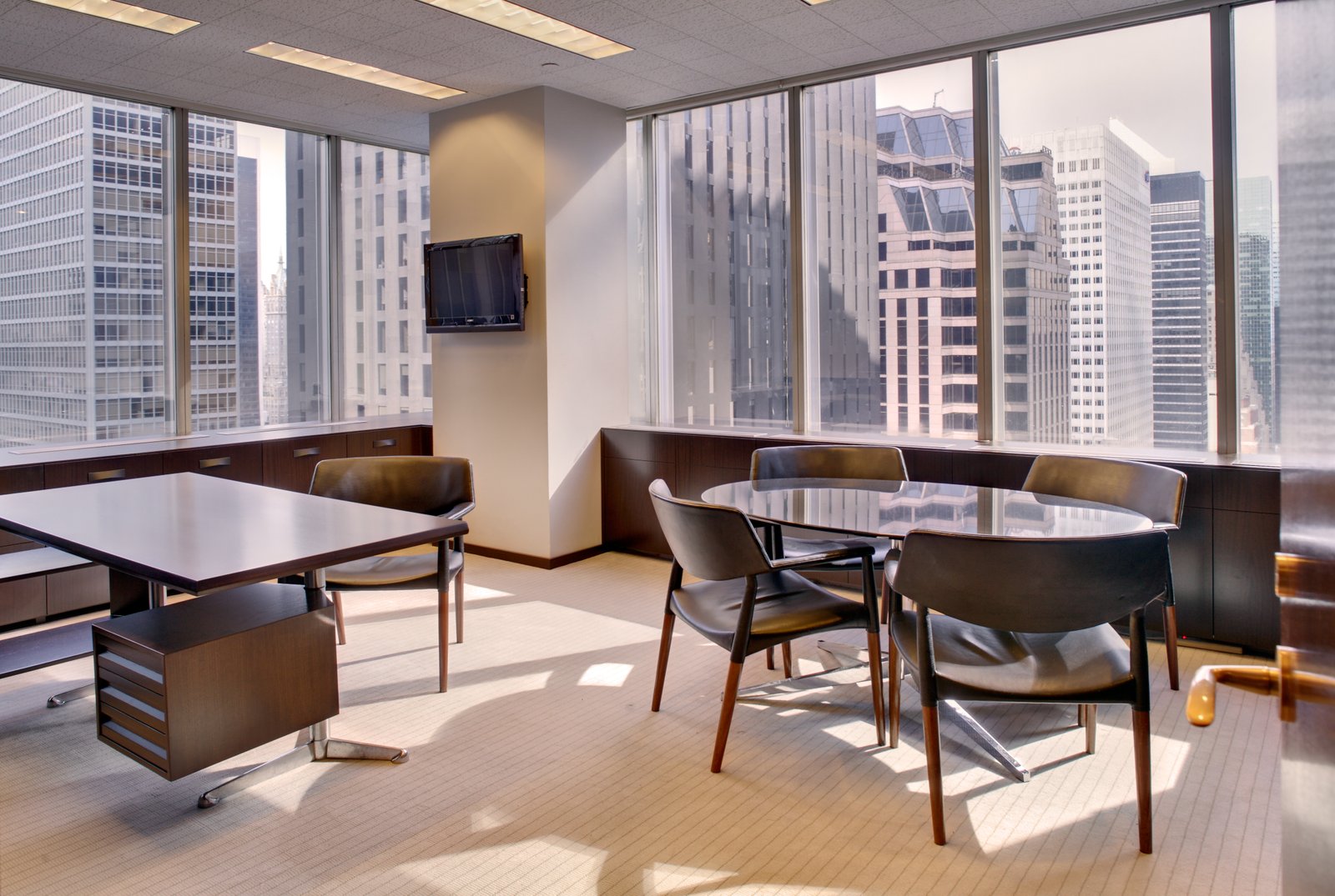 Manhattan law office construction by Godwin Inc featuring professional design, custom millwork, and sophisticated conference facilities NYC